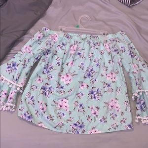 Blue off the shoulder top